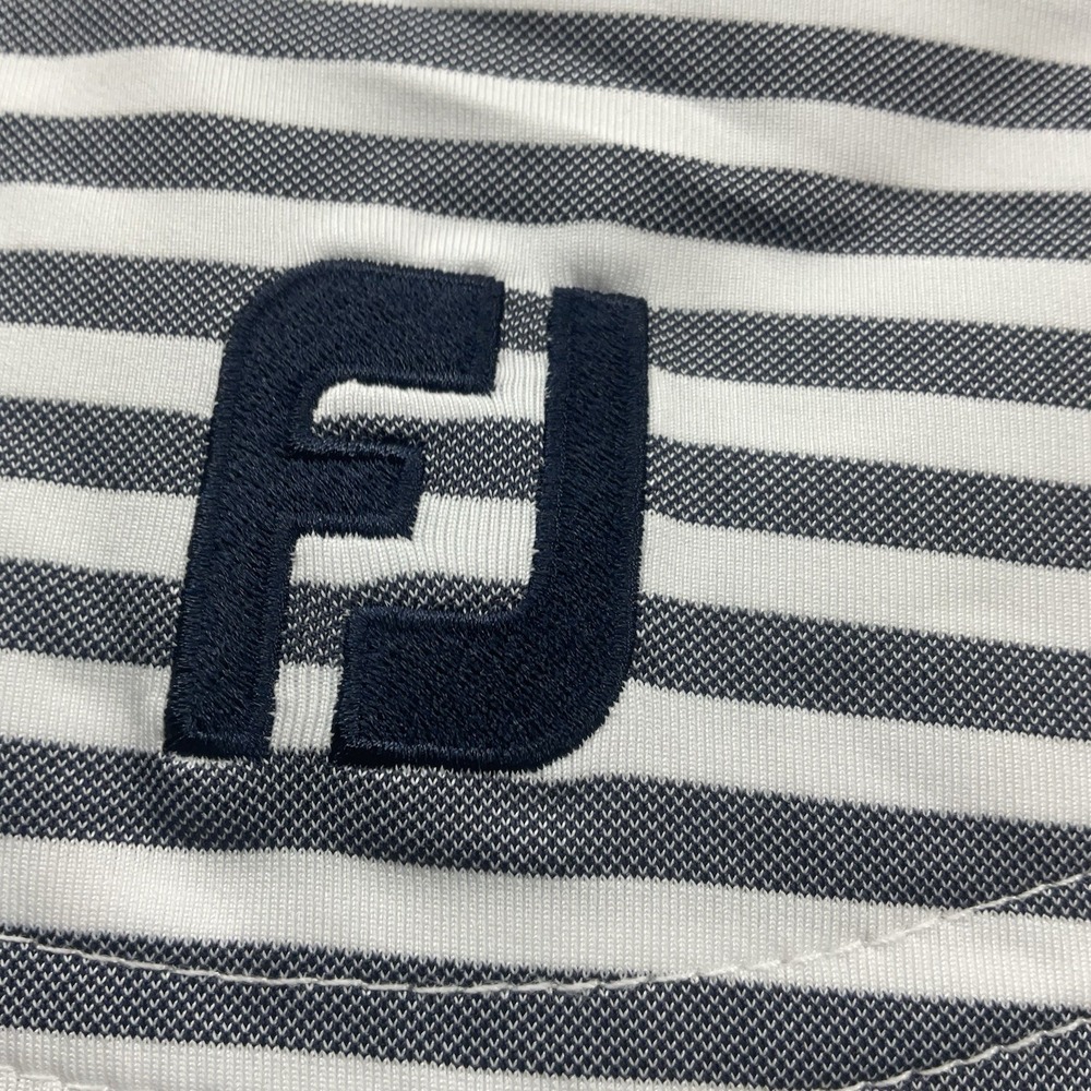 FootJoy Oxford Stripe Jacquard Jersey Polo Shirt Mens Large Gray /White WornOnce - Picture 8 of 9